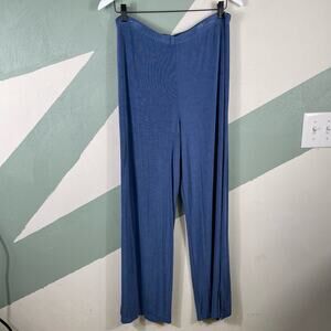 Chico’s Traveler Pants Women Size 3 Blue Pull On Slinky Lounge Acetate High Rise